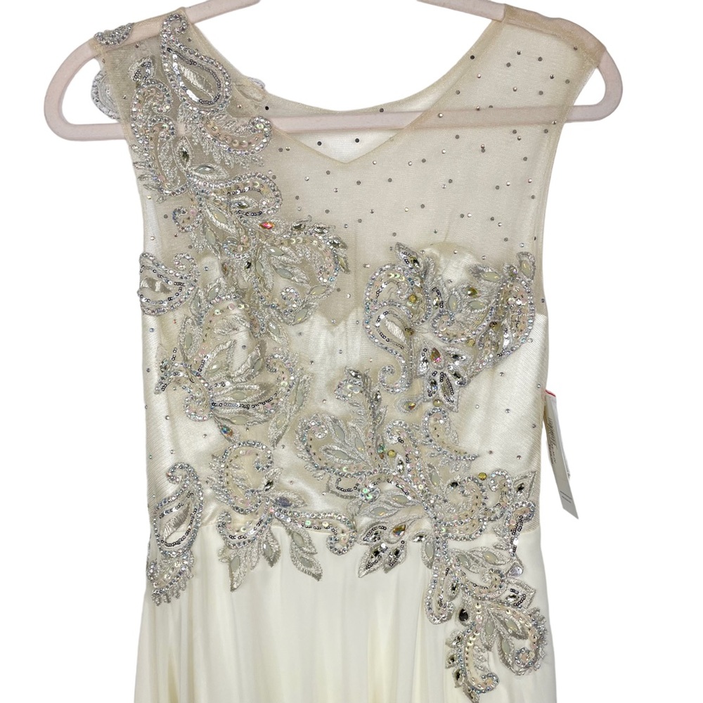 Ed Young NWT Illusion Back Chiffon Gown Evening Formal Dress Medium Ivory - Picture 5 of 17